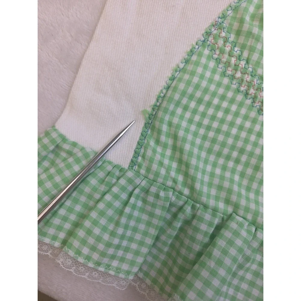 2‎ Embroidered Ruffled Pillowcases Southern Belle Sunbonnet Sue Applique Green